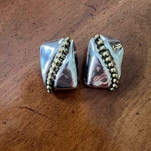 Elegant 925 Silver and brass bead Women's clip on Earrings from Mexico